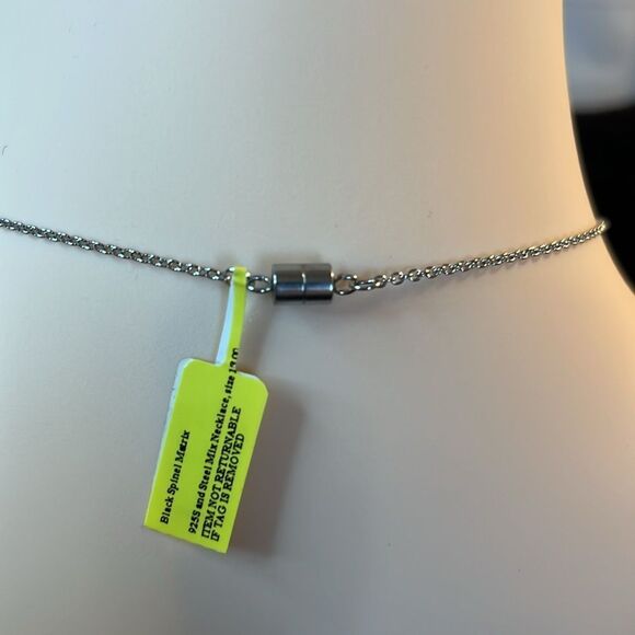 NWT Protecting Black Spinel Matrix 925 SS Pendant Necklace, Magnetic Clasp - Picture 6 of 8